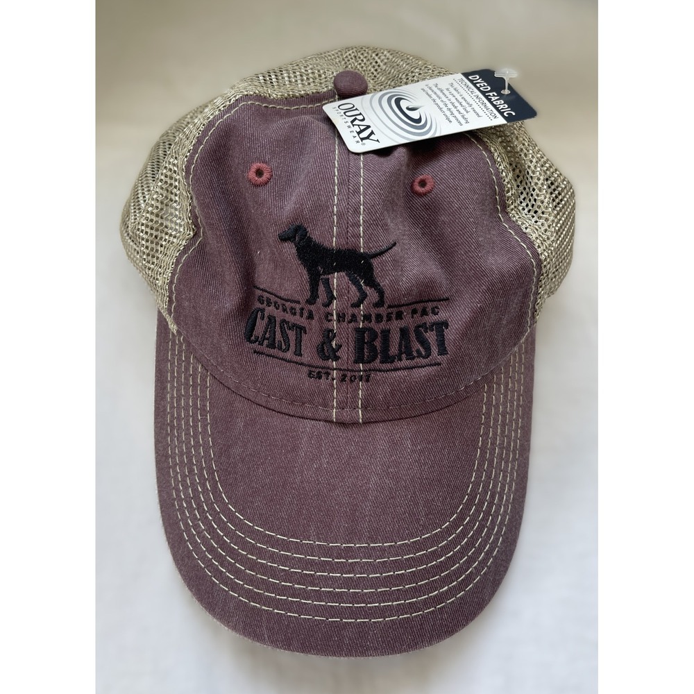 Ouray Cast & Blast‎ EST 2011 Maroon Trucker Hat Hunting Dog Logo NWT